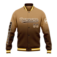 Benutzerdefinierte Verlauf Varsity-Jacke. Letterman-Jacke Braun