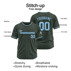 Benutzerdefinierte Authentisch Baseball-Trikot Dunkelgrau-Hellblau