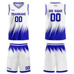 Benutzerdefinierter Weiß Blau Basketball Jersey Uniform Anzug gedruckt Ihr Logo Name Nummer