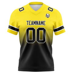 Benutzerdefinierte Gelb & Schwarz Gradient Fußball Trikots Personalisierter Name Nummer Logo