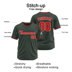 Benutzerdefinierte Authentisch Baseball-Trikot Dunkel Grau-Rot