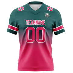 Benutzerdefinierte Dunkelgrün Rosa Gradient Fußball Trikots Personalisierter Name Nummer Logo
