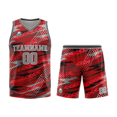 Benutzerdefinierter Rot Grau Basketball Jersey Uniform Anzug gedruckt Ihr Logo Name Nummer