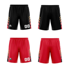 Benutzerdefinierte Schwarz Rot Gold Reversible Basketball Jersey Personalisierte Print Name Nummer Logo