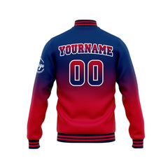 Benutzerdefinierte Verlauf Varsity-Jacke. Letterman-Jacke Marine Rot