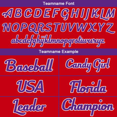 Benutzerdefinierte Authentisch Baseball-Trikot Rot- Lila