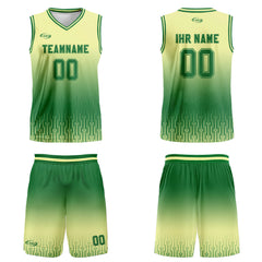 Benutzerdefinierter Gelb Grün Farbverlauf Basketball Jersey Uniform Anzug gedruckt Ihr Logo Name Nummer