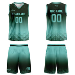 Benutzerdefinierter Olivgrün Blau Farbverlauf Basketball Jersey Uniform Anzug gedruckt Ihr Logo Name Nummer