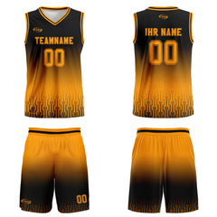 Benutzerdefinierter Schwarz Orange Farbverlauf Basketball Jersey Uniform Anzug gedruckt Ihr Logo Name Nummer