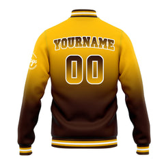 Benutzerdefinierte Verlauf Varsity-Jacke. Letterman-Jacke Gelb braun