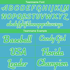 Benutzerdefinierte Authentisch Baseball-Trikot Hellblau-Grün