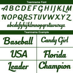 Benutzerdefinierte Authentisch Baseball-Trikot weiß-Dunkelgrün