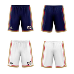 Benutzerdefinierte Marine Weiß Gold Reversible Basketball Jersey Personalisierte Print Name Nummer Logo