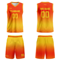 Benutzerdefinierter Orange Gelb Farbverlauf Basketball Jersey Uniform Anzug gedruckt Ihr Logo Name Nummer