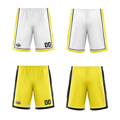 Benutzerdefinierte Weiß Gelb Schwarz Reversible Basketball Jersey Personalisierte Print Name Nummer Logo