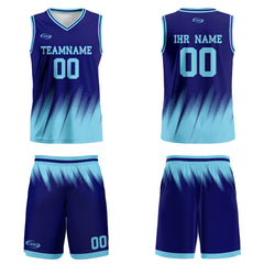 Benutzerdefinierter Blau Basketball Jersey Uniform Anzug gedruckt Ihr Logo Name Nummer