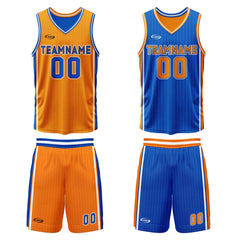 Benutzerdefinierte Orange Blau Reversible Basketball Jersey Personalisierte Drucken Name Nummer Logo