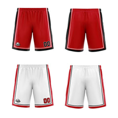 Benutzerdefinierte Rot Weiß Schwarz Reversible Basketball Jersey Personalisierte Print Name Nummer Logo