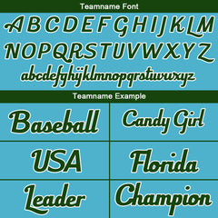 Benutzerdefinierte Authentisch Baseball-Trikot Hellblau-Dunkelgrün