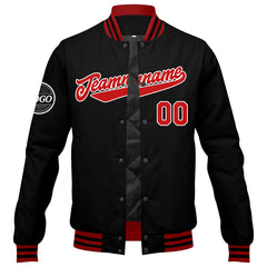 Benutzerdefinierte Verlauf Varsity-Jacke. Letterman-Jacke Rot Schwarz