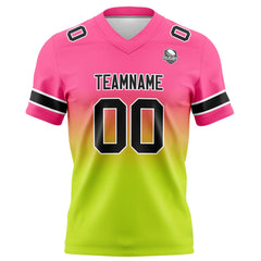 Benutzerdefinierte Rosa & Chartreuse Gradient Fußball Trikots Personalisierter Name Nummer Logo