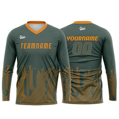 Kundenspezifisches Grün Orange Basketball Fußball Schießen langes T-Shirt für Erwachsene und Kinder