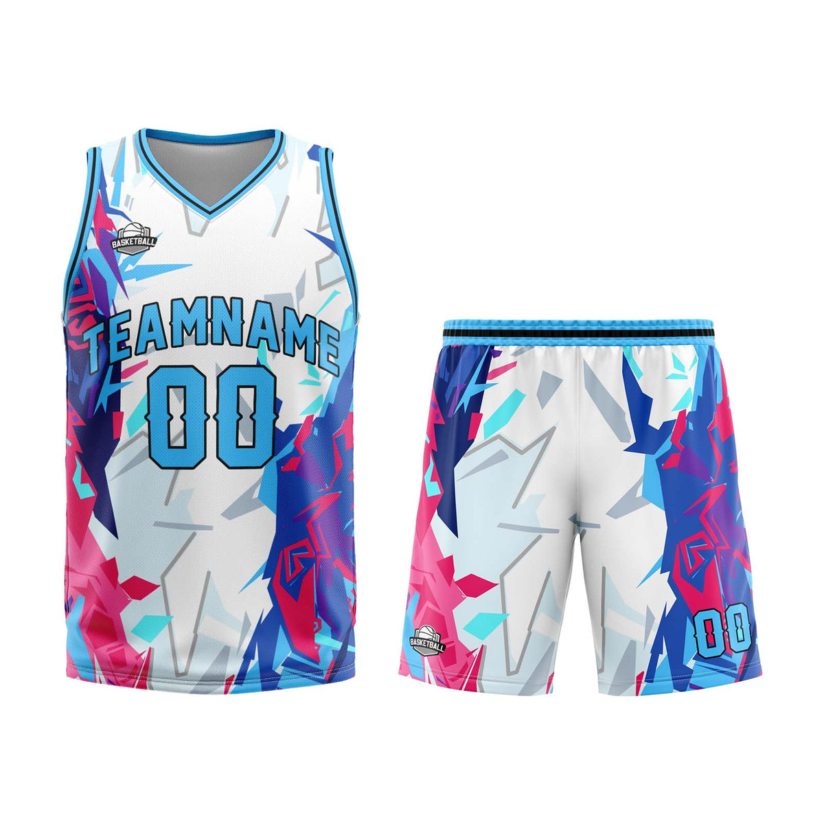 Benutzerdefinierter Hellblau Basketball Jersey Uniform Anzug gedruckt Ihr Logo Name Nummer