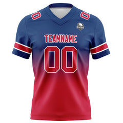 Benutzerdefinierte Marineblau & Rot Gradient Fußball Trikots Personalisierter Name Nummer Logo