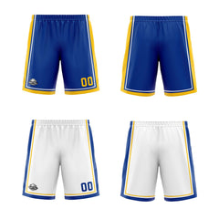 Benutzerdefinierte Royal Weiß Gelb Reversible Basketball Jersey Personalisierte Print Name Nummer Logo