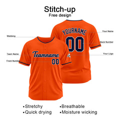 Benutzerdefinierte Authentisch Baseball-Trikot Orange-Marine