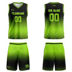Benutzerdefinierter Schwarz Hellgrün Farbverlauf Basketball Jersey Uniform Anzug gedruckt Ihr Logo Name Nummer