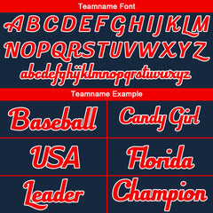 Benutzerdefinierte Authentisch Baseball-Trikot Marine-Rot