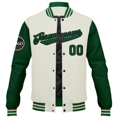 Benutzerdefinierte Verlauf Varsity-Jacke. Letterman-Jacke Grün Grüne Creme