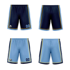 Benutzerdefinierte Marineblau Hellblau Gelb Reversible Basketball Jersey Personalisierte Print Name Nummer Logo