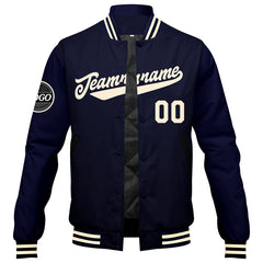 Benutzerdefinierte Verlauf Varsity-Jacke. Letterman-Jacke Marine Creme