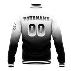 Benutzerdefinierte Verlauf Varsity-Jacke. Letterman-Jacke Weiß Schwarz