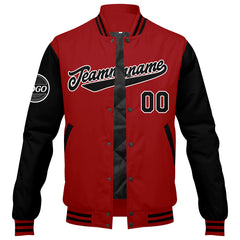 Benutzerdefinierte Verlauf Varsity-Jacke. Letterman-Jacke Rot Schwarz