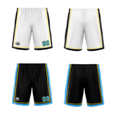 Benutzerdefinierte Weiß Schwarz Hellblau Reversible Basketball Jersey Personalisierte Print Name Nummer Logo