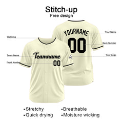 Benutzerdefinierte Authentisch Baseball-Trikot Creme-Schwarz
