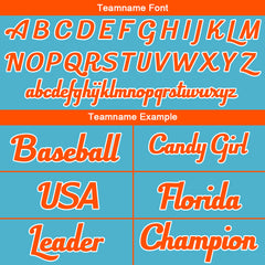 Benutzerdefinierte Authentisch Baseball-Trikot Hellblau-Orange