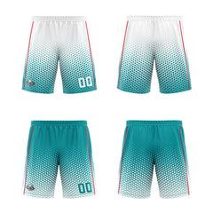 Benutzerdefinierte Weiß Cyan Rot Reversible Basketball Jersey Personalisierte Print Name Nummer Logo