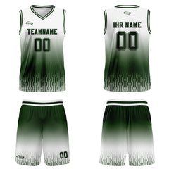 Benutzerdefinierter Weiß Grün Farbverlauf Basketball Jersey Uniform Anzug gedruckt Ihr Logo Name Nummer