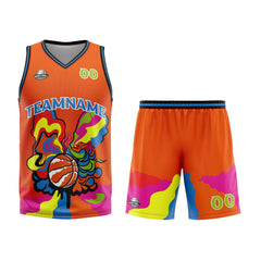 Benutzerdefinierter Orange Basketball Jersey Uniform Anzug gedruckt Ihr Logo Name Nummer