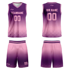 Benutzerdefinierter Lila Rosa Farbverlauf Basketball Jersey Uniform Anzug gedruckt Ihr Logo Name Nummer