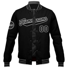 Benutzerdefinierte Verlauf Varsity-Jacke. Letterman-Jacke Schwarz Grau