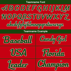 Benutzerdefinierte Authentisch Baseball-Trikot Rot-Dunkelgrün