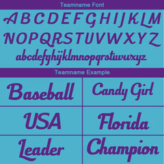 Benutzerdefinierte Authentisch Baseball-Trikot Hellblau- Lila