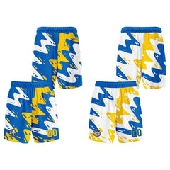 Benutzerdefinierte Blau Gelb Reversible Basketball Jersey Personalisierte Print Name Nummer Logo