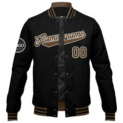 Benutzerdefinierte Verlauf Varsity-Jacke. Letterman-Jacke Schwarz Braun