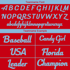 Benutzerdefinierte Authentisch Baseball-Trikot Rot-Hellblau